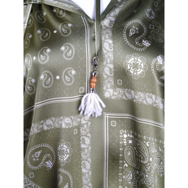 Mucho Gusto ® blouse milano groen paisley met kwastje MUCHO GUSTO® Blouse Milano Groen Paisley Met Kwastje large