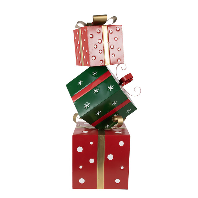 Clayre & Eef Kerstdecoratie cadeau 42x36x92 cm groen metaal 3037647 large