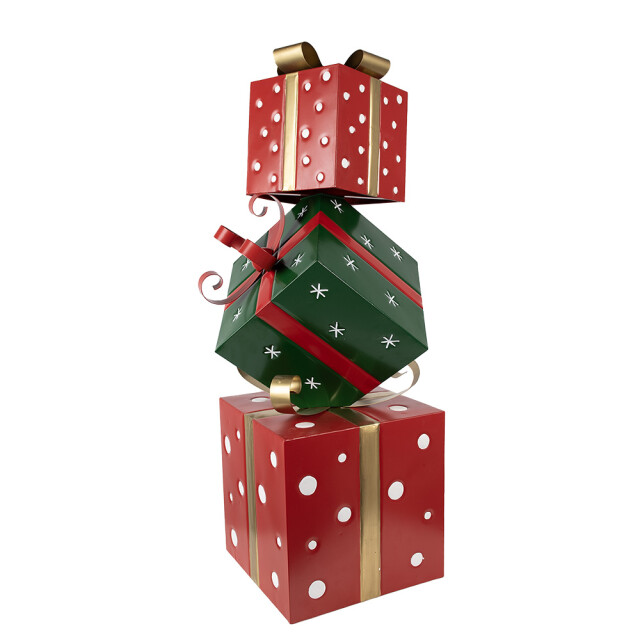 Clayre & Eef Kerstdecoratie cadeau 42x36x92 cm groen metaal 3037647 large