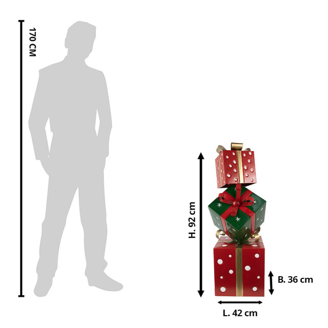 Clayre & Eef Kerstdecoratie cadeau 42x36x92 cm groen metaal 3037647 large