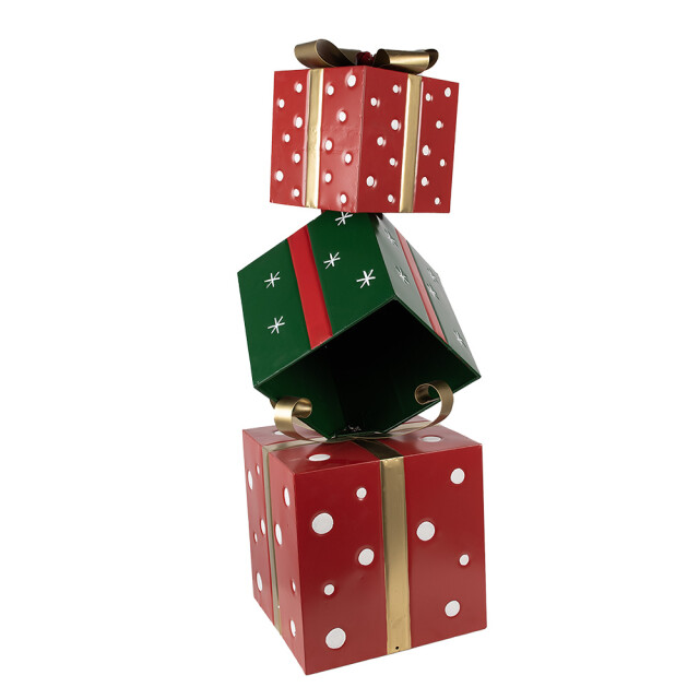 Clayre & Eef Kerstdecoratie cadeau 42x36x92 cm groen metaal 3037647 large