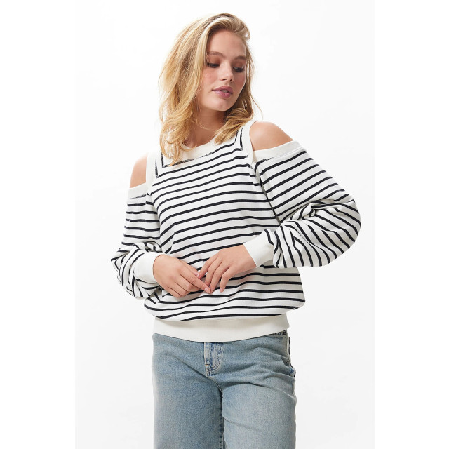 Catwalk Junkie 22031007 striped sweater h cut out 2402031007 Striped sweater with cut out large