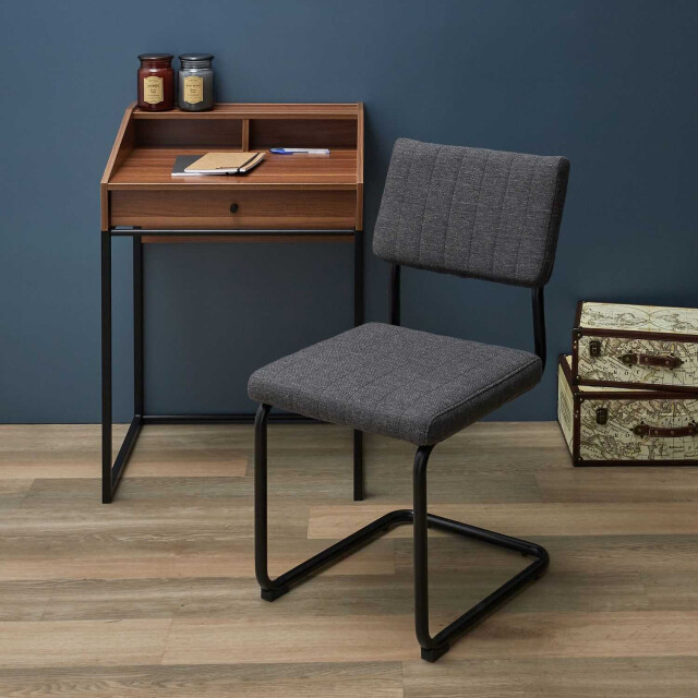 Home Deco Factory Comfortabele eetkamerstoelen set 2 stuks retro zwart/ stof 3048948 large