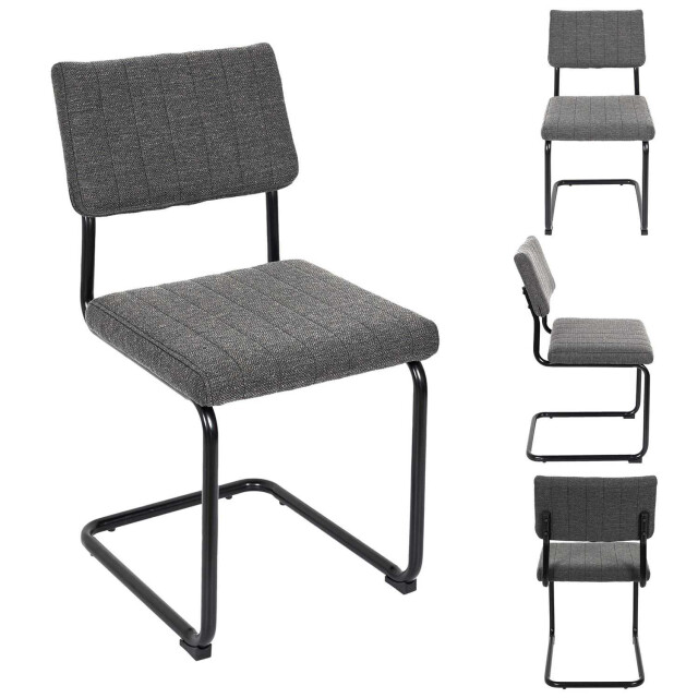 Home Deco Factory Comfortabele eetkamerstoelen set 2 stuks retro zwart/ stof 3048948 large