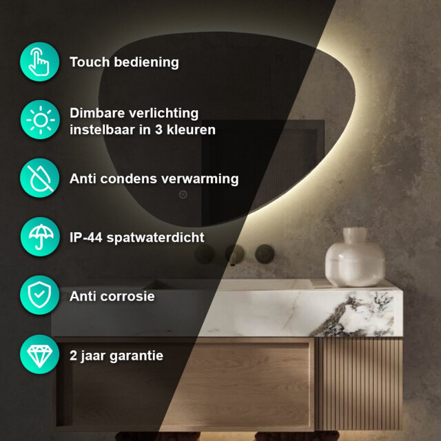 Vtw Living Badkamerspiegel asymmetrisch spiegel asymmetrisch led verlichting anti 3038023 large