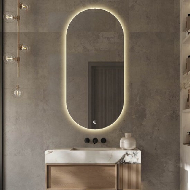 Vtw Living Badkamerspiegel ovaal led verlichting dimbaar anti condens verwarming - 3038024 large
