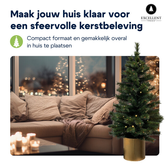 Excellent Trees Kerstboom ® husby 90 cm in pot met 80 led lampjes op batterijen - 2958183 large