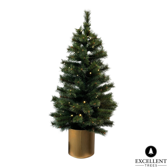 Excellent Trees Kerstboom ® husby 90 cm in pot met 80 led lampjes op batterijen - 2958183 large