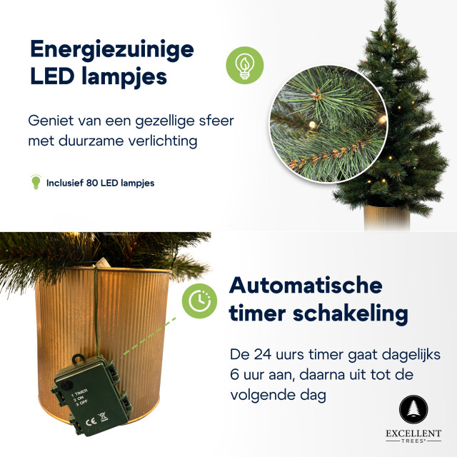 Excellent Trees Kerstboom ® husby 90 cm in pot met 80 led lampjes op batterijen - 2958183 large