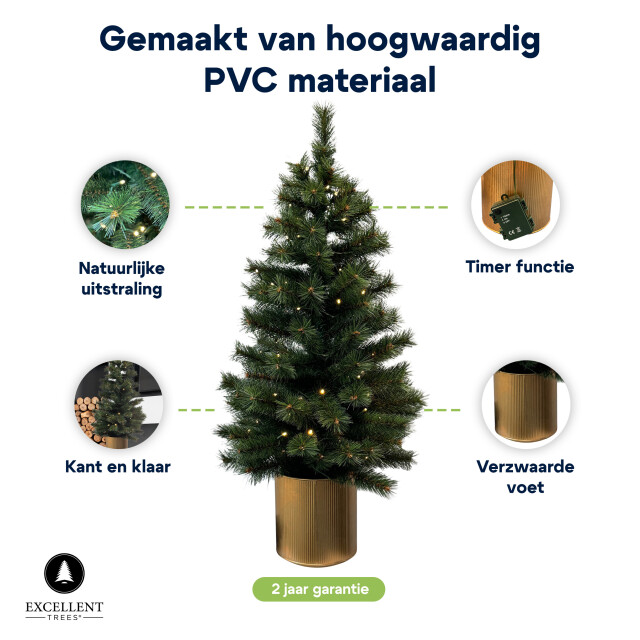 Excellent Trees Kerstboom ® husby 90 cm in pot met 80 led lampjes op batterijen - 2958183 large