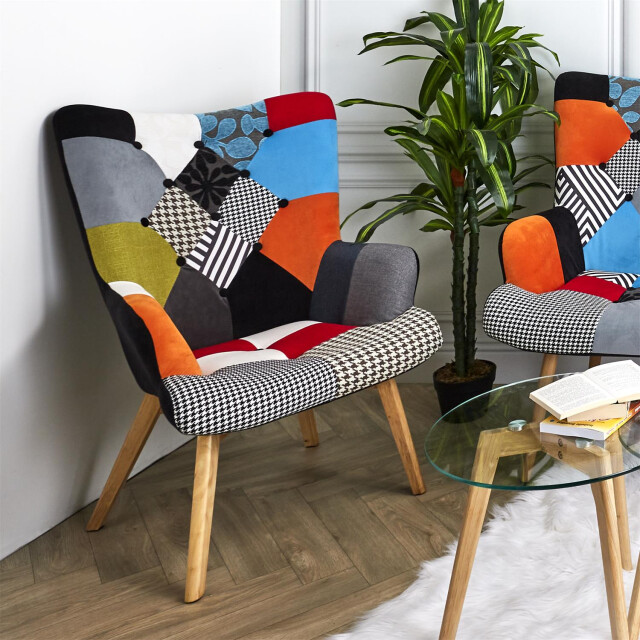 Home Deco Factory Helsinki patchwork bont fauteuil armleuning bont gekleurd 3048951 large