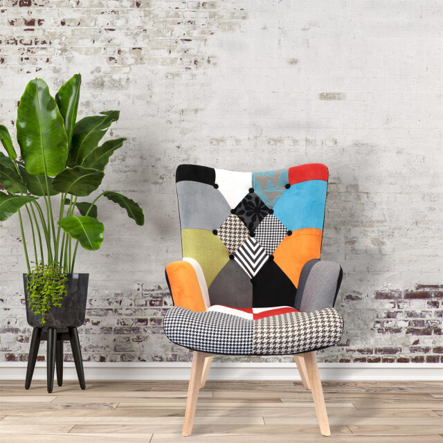 Home Deco Factory Helsinki patchwork bont fauteuil armleuning bont gekleurd 3048951 large