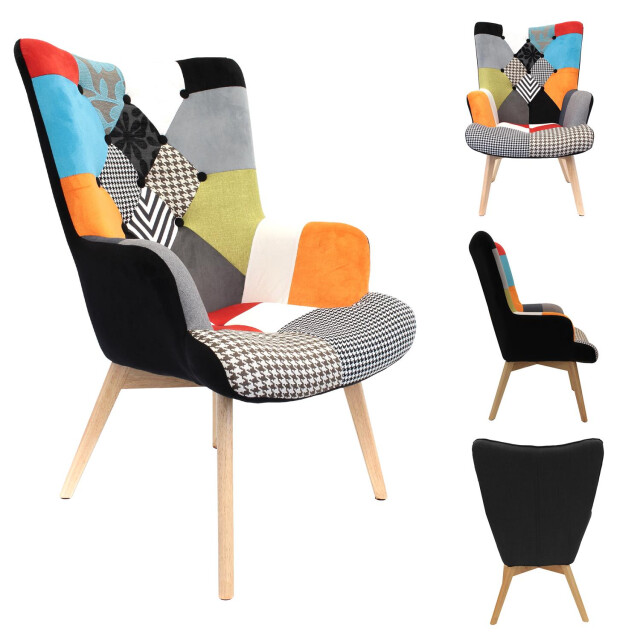 Home Deco Factory Helsinki patchwork bont fauteuil armleuning bont gekleurd 3048951 large