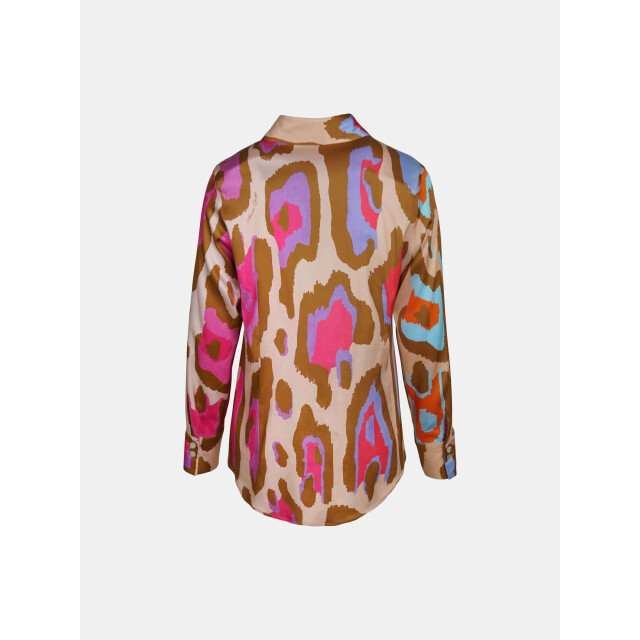 Mucho Gusto ® blouse saint denis turkoois fuchsia luipaard MUCHO GUSTO® Blouse Saint Denis Turkoois Fuchsia Luipaard large