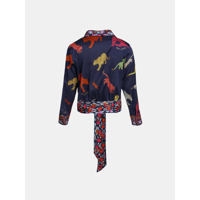 Mucho Gusto ® blouse antwerpen donkerblauw luipaard patches MUCHO GUSTO® Blouse Antwerpen Donkerblauw Luipaard Patches large