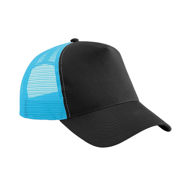 Beechfield Snapback trucker-cap voor volwassenen UTFK1457_blacksurfblue large