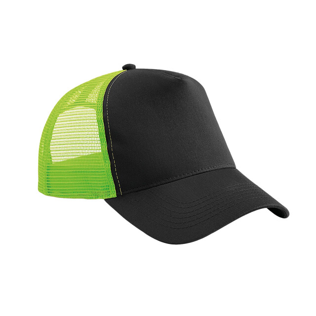 Beechfield Snapback trucker-cap voor volwassenen UTFK1457_blacklimegreen large