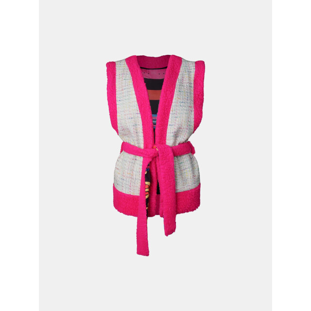 Mucho Gusto Gilet teddy roze omkeerbare riem print Gilet Teddy Roze Omkeerbare Riem Print large
