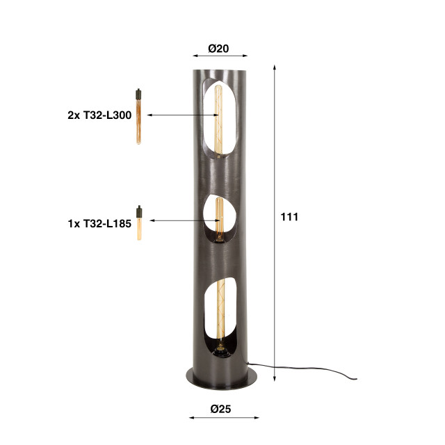 Hoyz vloerlamp Ø25 organic cylinder l 3l nikkel 2911557 large