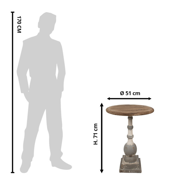 Clayre & Eef Bijzettafel Ø 51x71 cm hout 3017102 large