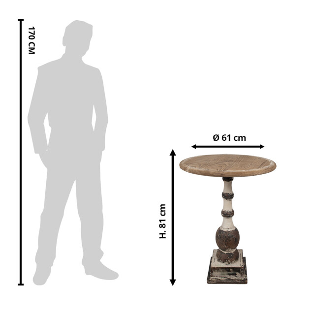 Clayre & Eef Bijzettafel Ø 62x81 cm hout rond 3017101 large