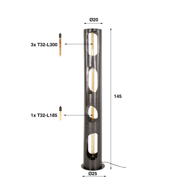 Hoyz vloerlamp organic Ø25 cylinder xl 4l nikkel 2911558 large