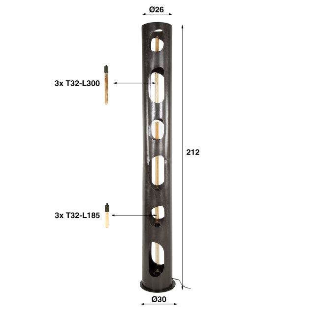 Hoyz vloerlamp organic Ø30 cylinder xxl nikkel 2911559 large