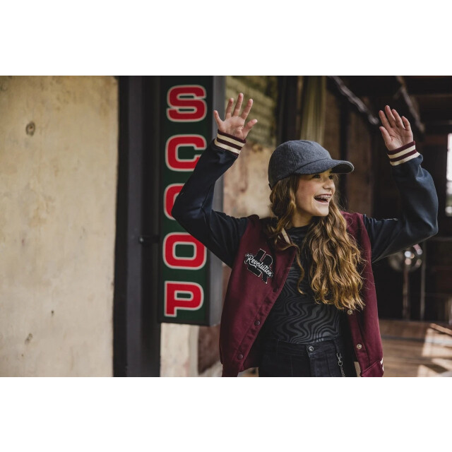 Looxs Revolution Baseball vest bordeaux/antraciet voor meisjes in de kleur 2432-5344-369 large