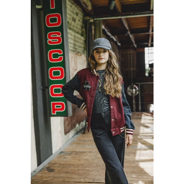 Looxs Revolution Baseball vest bordeaux/antraciet voor meisjes in de kleur 2432-5344-369 large