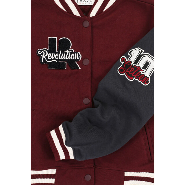 Looxs Revolution Baseball vest bordeaux/antraciet voor meisjes in de kleur 2432-5344-369 large
