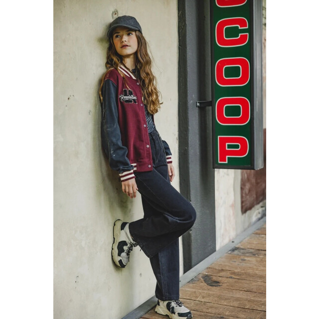 Looxs Revolution Baseball vest bordeaux/antraciet voor meisjes in de kleur 2432-5344-369 large