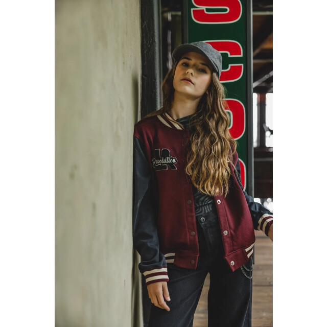 Looxs Revolution Baseball vest bordeaux/antraciet voor meisjes in de kleur 2432-5344-369 large