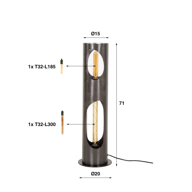 Hoyz vloerlamp organic Ø20 cylinder nikkel 2911556 large
