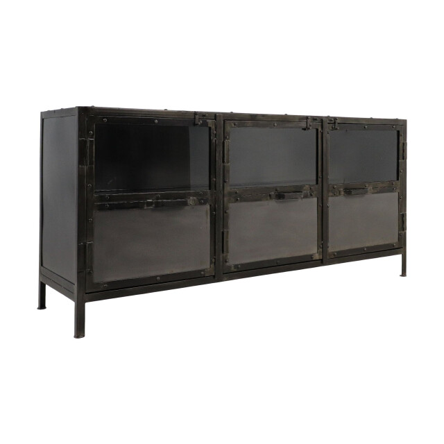HSM Collection -dressoir brooklyn 3 deur-150x40x70--metaal/glas 2922411 large