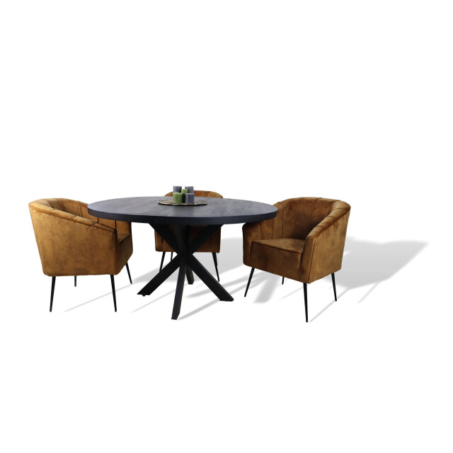 HSM Collection -ronde eettafel melbourne-130x130x76--mango/metaal 2923772 large