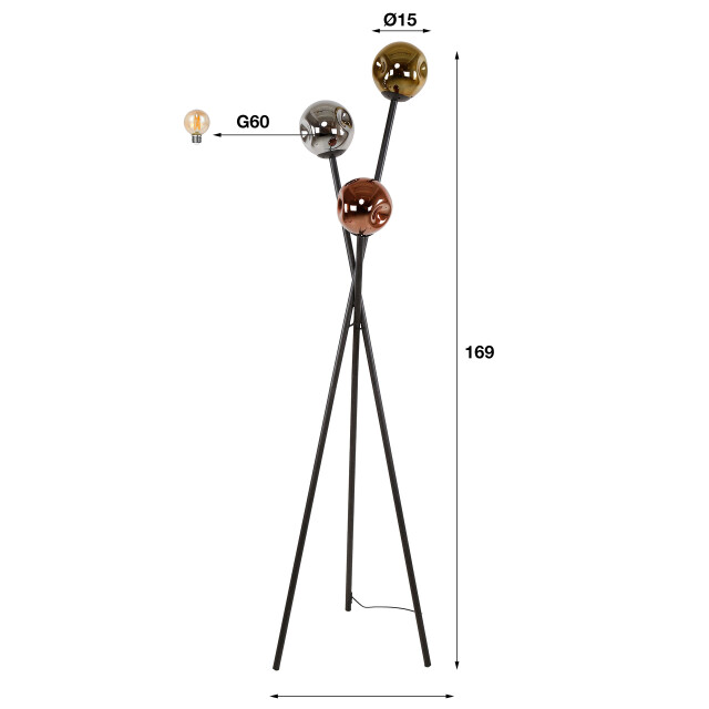 Hoyz vloerlamp 3l molecule mix glass artic 2846055 large