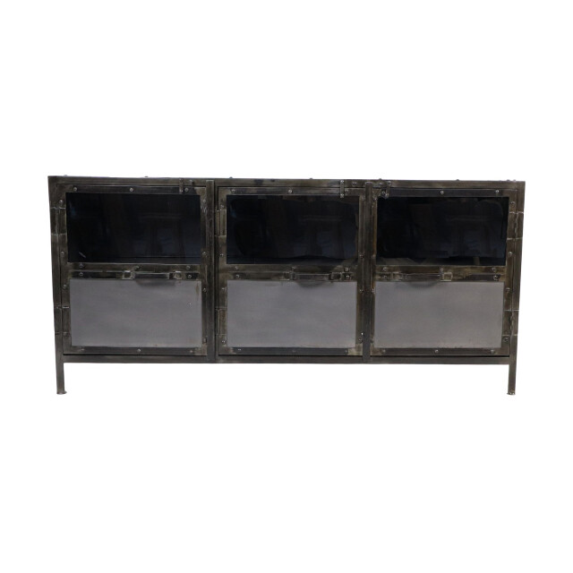 HSM Collection -dressoir brooklyn 3 deur-150x40x70--metaal/glas 2922411 large
