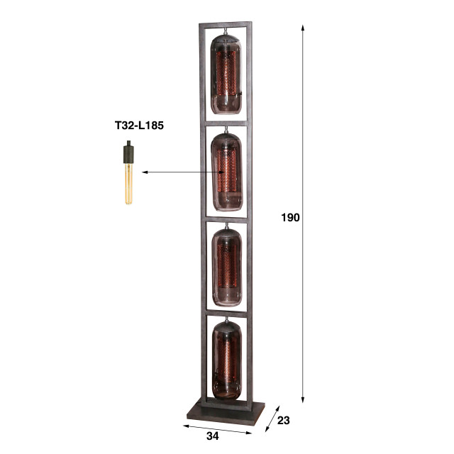 Hoyz Hoyz vloerlamp tower 4l smoke glas artic zwart 2610850 large