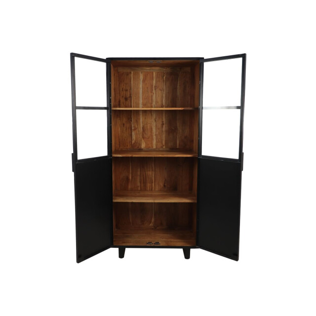 HSM Collection -vitrinekast 2 deur-85x40x185--acacia/metaal 2922592 large