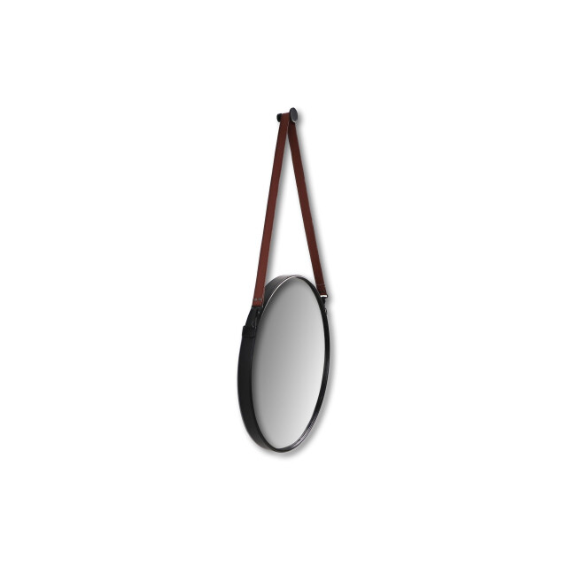 HSM Collection -ronde spiegel met riem-63x3x95--metaal/kunstleder 2923267 large