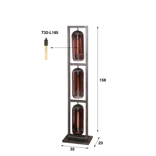 Hoyz Hoyz vloerlamp tower 3l smoke glas artic zwart 2610849 large