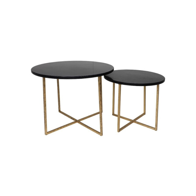 HSM Collection -ronde bijzettafel s/2-ø61x45/ø46x39--marmer/metaal 2923045 large
