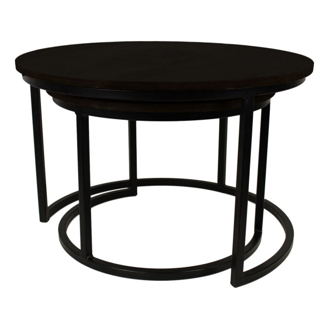 HSM Collection -ronde bijzettafel ronin s/2-ø70x45/ø50x38-zwart-mango/metaal 2923207 large