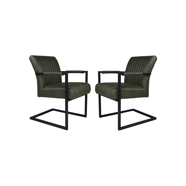 HSM Collection -eetkamerstoel texas met arm s/2-55x50x85--leder/metaal 2925746 large