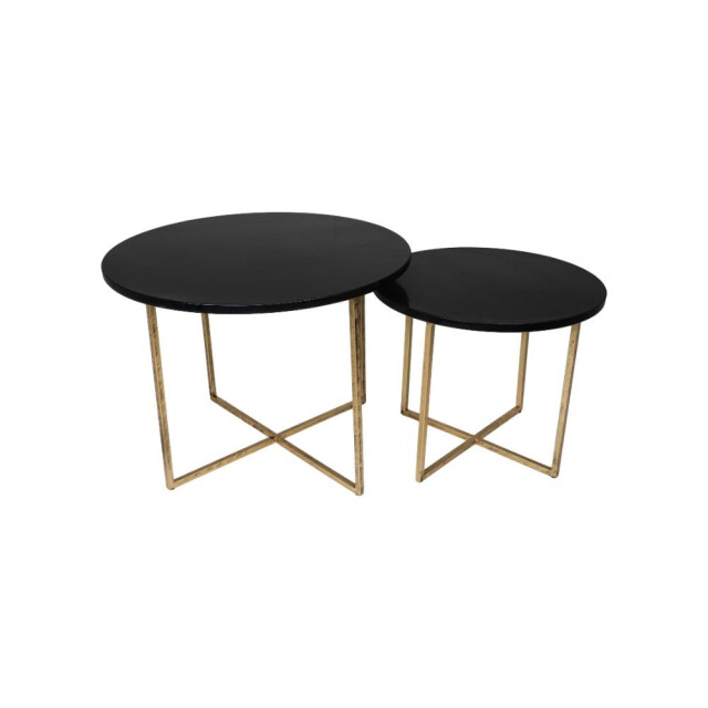 HSM Collection -ronde bijzettafel s/2-ø61x45/ø46x39--marmer/metaal 2923045 large