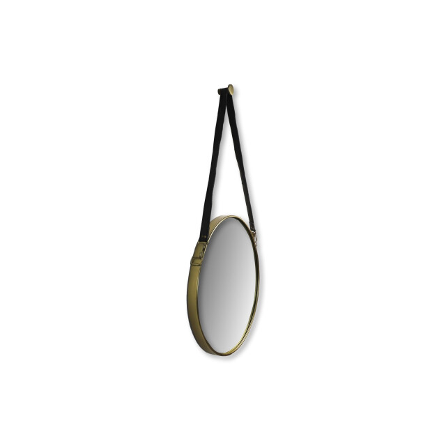 HSM Collection -ronde spiegel met riem-49x3x68--metaal/kunstleder 2923325 large