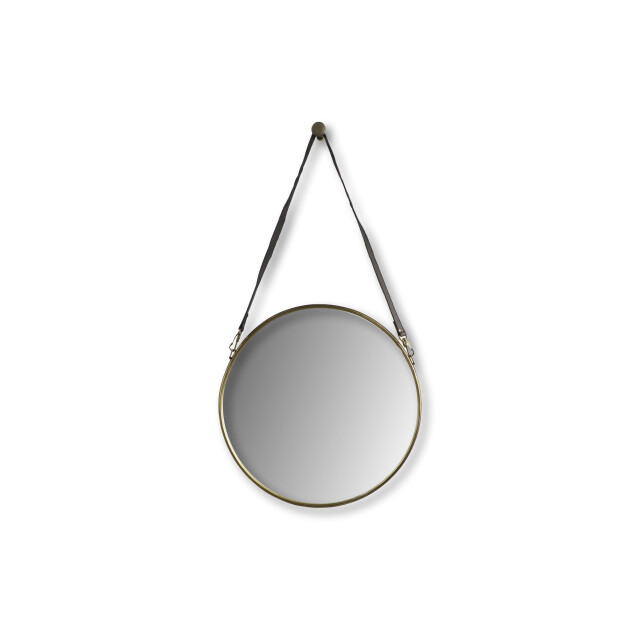 HSM Collection -ronde spiegel met riem-49x3x68--metaal/kunstleder 2923325 large
