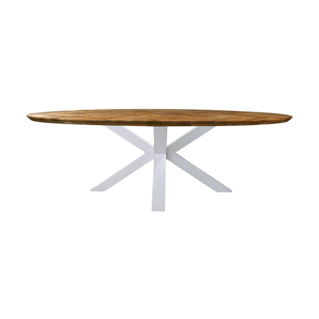 HSM Collection -ovale eettafel fishbone-180x100x76--eiken/metaal 2923885 large
