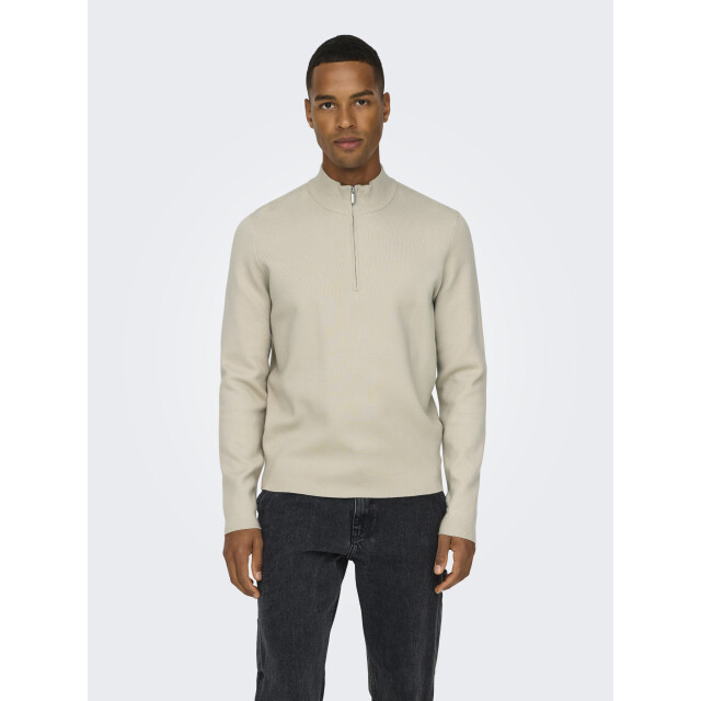 Only & Sons onscooper half zip high neck knit n 22032411 silver lining 05711.915.0004 large