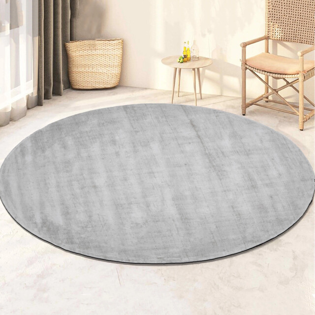 Velaar Milan königlich viscose vloerkleed rond laagpolig zilver- 115 cm rond 3038541 large